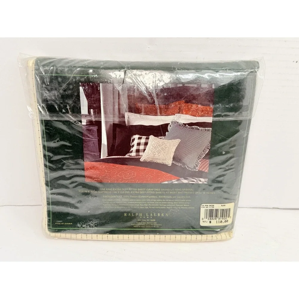 Vintage Ralph Lauren Cold Spring Pinstripe King Extra Deep Fitted Sheet NOS